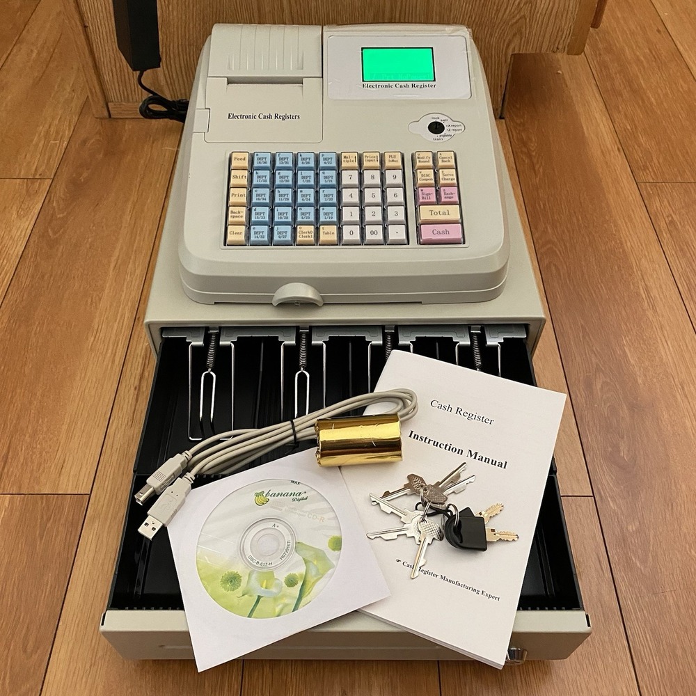 NEW Electronic Cash Register 48 Keys Cash Management System with Thermal Printer